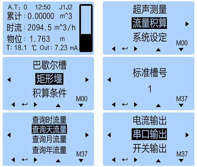 超聲波明渠流量計儀表顯示圖