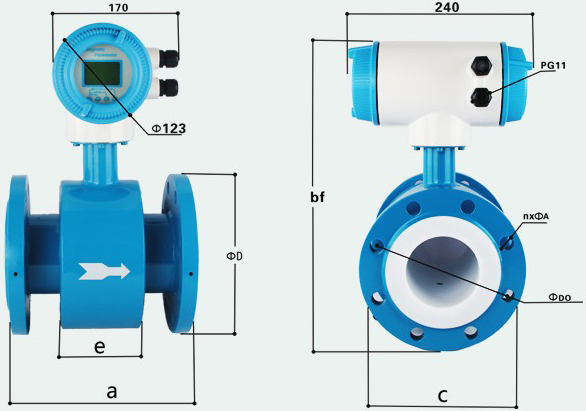 工業(yè)水流量計(jì)外形尺寸圖