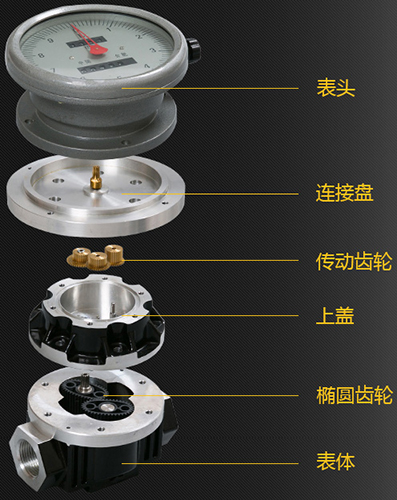 橢圓齒輪流量計(jì)結(jié)構(gòu)示意圖